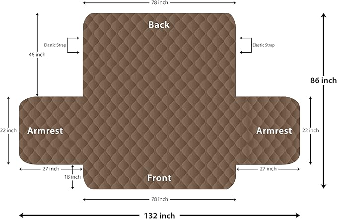 Utopia Bedding Reversible Oversized Sofa Couch Cover, Water Resistant Slipcover Furniture Protector with Foam Sticks and Elastic Straps for Kids Dogs Pets (3.5 Seater, Brown/Beige)