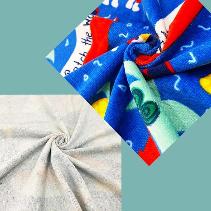 YIFONTIN Kids Beach Towel 100% Cotton Soft Absorbent Velour Throw Blanket 25.5X51 inches Gift for Bath Sports Swimming Pool Camping Picnic Holiday, Surfboard Puppy Coconut Pineapple Sunglasses.