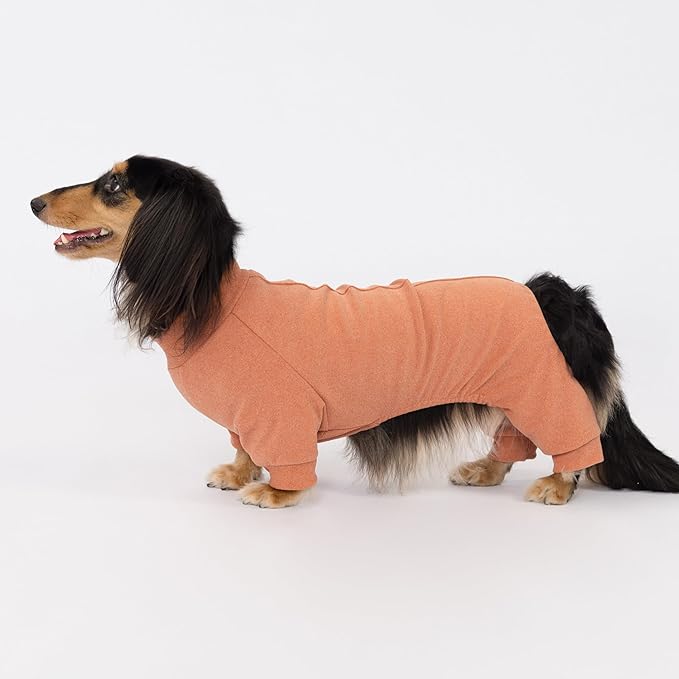 Fitwarm 2 Pack Lightweight Fleece Dog Pajamas, Thanksgiving Outfit for Small Dogs Boy Girl, Cozy Pet Onesie with Feet, Orange, Brown, XS