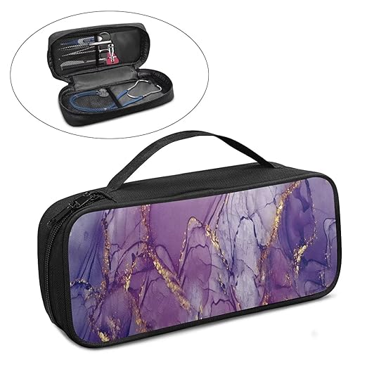 Gomyblomy Stethoscope Bag with Extra Pocket for Nurse Doctors, Purple Marble Print Stethoscope Case Large Capacity Stethoscope Holder for Classic III, Lightweight II S.E Stethoscope