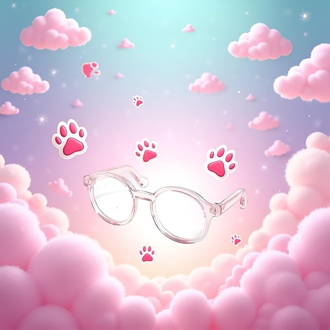 Pet Dog Cute Glasses Clear Lens Retro Glasses Photo Props Transparent Cat Sun Glasses for Small Dogs Cats Cosplay Apparel Accessories(Pink)