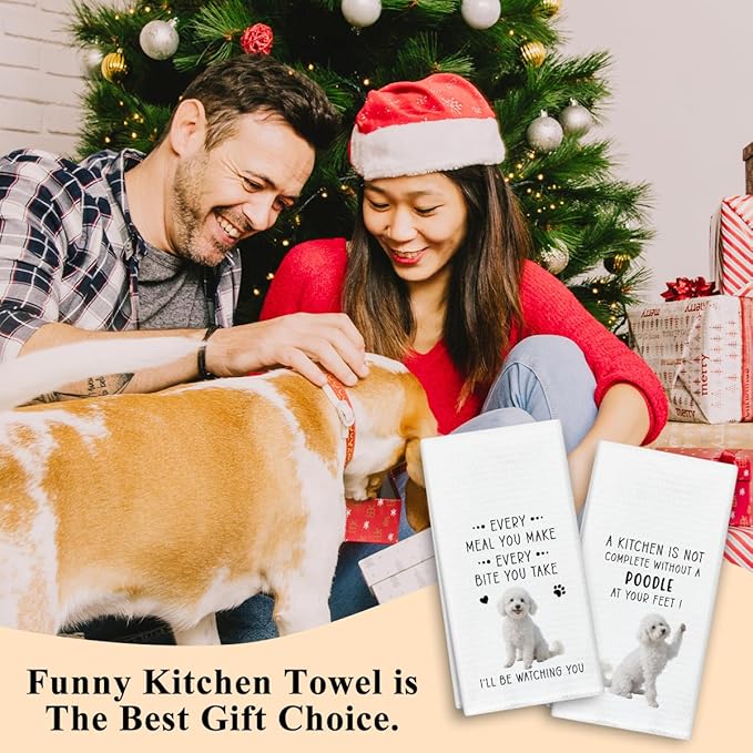 Funny Poodle Dish Towels for Kitchen Sets of 2, Gifts for Poodle Dog Lover, Drying Cloth Tea Towel Hand Towels for Cooking Baking Bathroom Decor, 16 x 24 Inch -21