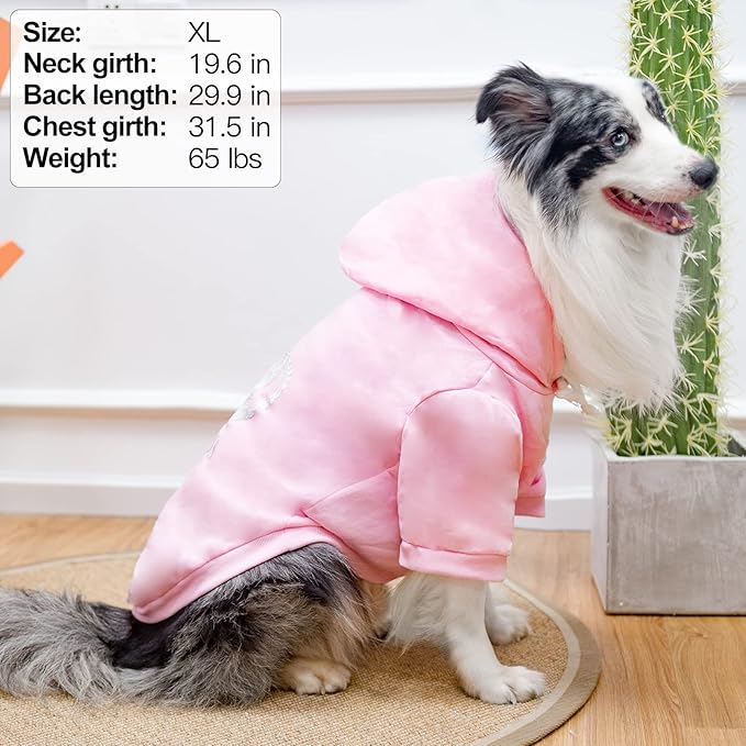 EXPAWLORER Princess Dog Hoodie-Soft Dog Sweater Calming Fleece Sweatshirt Cold Weather Pet Clothes,Pitbull Clothes Outfits,Coat Apparel for Puppy,Cat, Small Medium Large Dogs