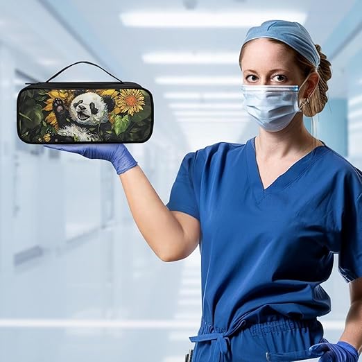 Gomyblomy Panda Sunflower Stethoscope Case Compatible with Classic III, Lightweight II S.E, Cardiology IV Diagnostic, Acoustica Deluxe Stethoscopes, Personalized Storage Bag