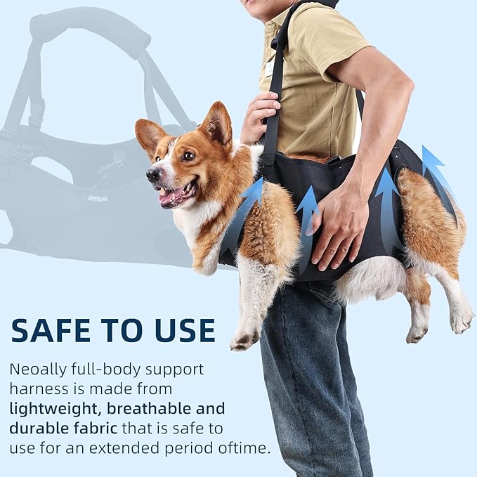 Dog Lift Harness, Full Body Adjustable Support Sling for Front and Back Legs, Mobility Aid for Dogs with Weak Legs, Recovery Needs, or Aging-Related Movement Issues (XL)