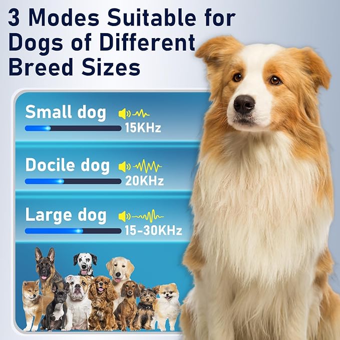 Anti Barking Device For Dogs, 55 Ft Dog Barking Deterrent Devices, 4 Frequency Weatherproof Ultrasonic Bark Deterrent, Effective Stop Barking Dog Devices, Stop the dog from barking at a distance
