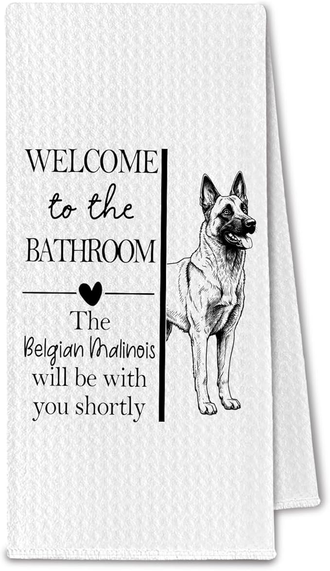 Belgian Malinois Gifts Bathroom Hand Towels, Belgian Malinois Dog Owner Lovers Gifts for Women, Funny Dog Decorative Hand Towel for Bathroom Kitchen Decor, 16x24 Inch