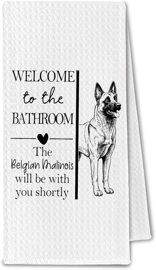 Belgian Malinois Gifts Bathroom Hand Towels, Belgian Malinois Dog Owner Lovers Gifts for Women, Funny Dog Decorative Hand Towel for Bathroom Kitchen Decor, 16x24 Inch