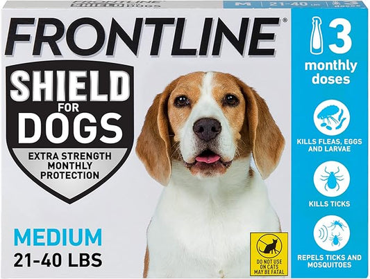 FRONTLINE Shield Flea & Tick Treatment for Medium Dogs 21-40 lbs. Count of 3