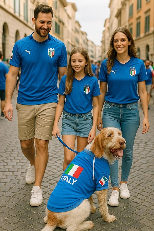 Parisian Italy Dog Jersey - Breathable Mesh Puppy Football Jersey - Stretch Sporty Dog Clothes - Summer Shirts for Large Dogs - Soccer Jersey for Dogs - Sportswear Pet Clothes - Team Italy Apparel