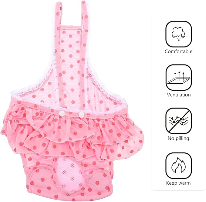 Dog Menstruation Underpant Soft Diaper Panties for Female Dogs Pink Design Super Absorbent Prevents Stains and Unwanted Mating During Heat