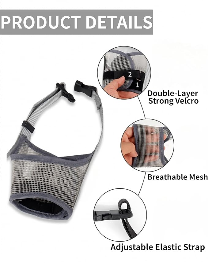 2 Pack Dog Muzzle, Soft Nylon Air Mesh Breathable Pet Safety Muzzle with Nose Protection for Medium Large Dogs, Helps Prevent Biting Barking Chewing