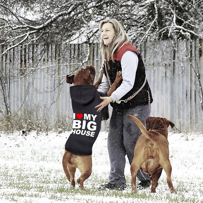 GreenJoy Dog Sweater Dog Hoodie Cold Weather Coat Hooded Sweatshirt for Puppies,Cats, Small Medium Large Dogs (Black(House), Medium/Large)