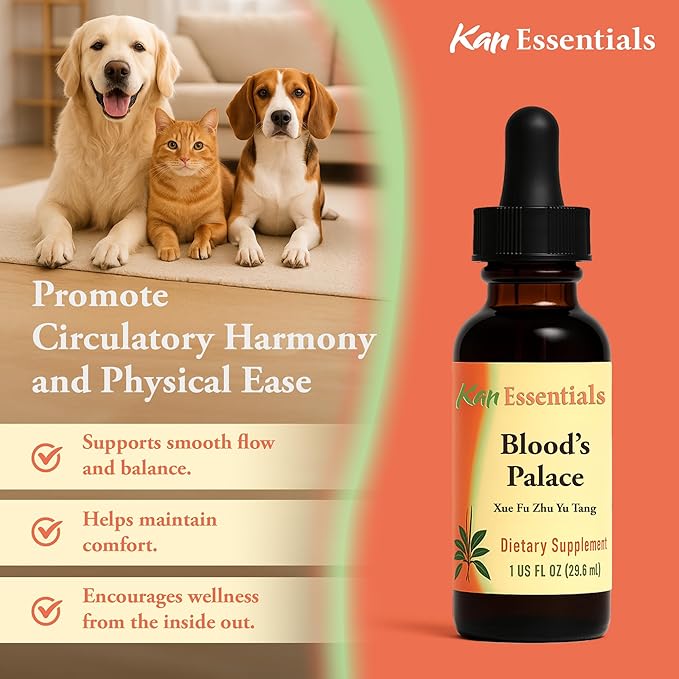 Kan Herb Company Blood’s Palace – Traditional Chinese Herbal Blend for Dogs & Cats to Support Circulation, Liver Qi, Emotional Balance, and Overall Wellness, Liquid Herbal Supplement for Pets, 1 fl oz