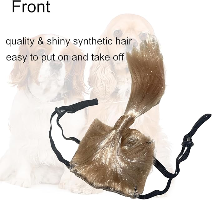 Funny Dog Wig Pet Costumes, Cat Costume Synthetic Hairpiece Cosplay Wigs, Headwear for Halloween Christmas Festivals Party Decor, Fancy Dress,Adjustbale Size,30CM Blonde Ponytail