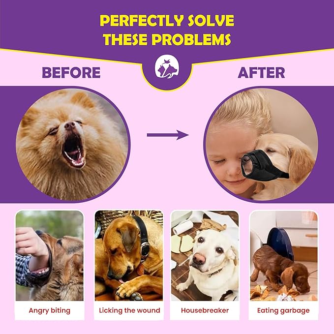 Dog Muzzle for Small Dogs - Soft Breathable Muzzle for Small Dog with Air Mesh | Adjustable Dogs Muzzles to Prevent Biting | Puppy Mussels for Grooming Barking Chewing Allows Panting Drinking