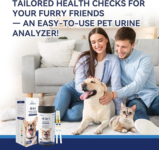 Reagent Strips for urinalysis Cat & Dog Urine Test Strips 10-Parameter 100ct, Diabetes, Blood Ketone, UTI, Glucose, Nitrite, Specific Gravity, pH, Protein, Leukocycles & More.1 Pack