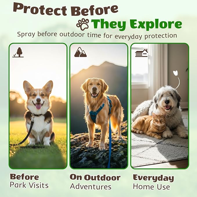 Pet Protector Spray for Dogs & Cats, 16 oz, Repel Fleas, Ticks, Mites & Mosquitoes – Indoor/Outdoor Home Use, Fast-Acting, Safe, and Easy Application