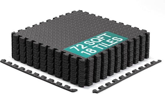 Yes4All 24SQFT-120SQFT Puzzle Exercise Mat for Home Gym, EVA Interlocking Foam Floor Tiles with Border for Workout Equipment