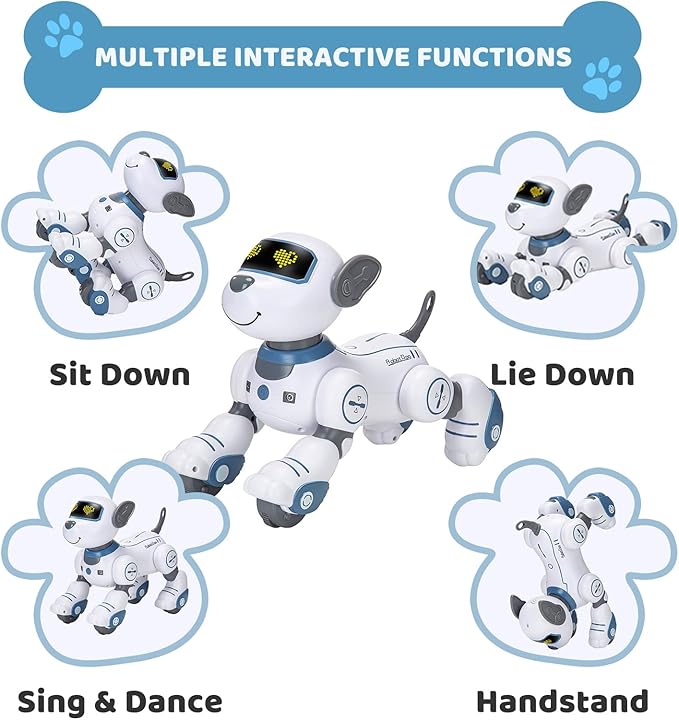Remote Control Robot Dog Toy: Programmable Robotic Puppy for Kids Smart Interactive Robot Pet Dog Dancing Singing Stunt Animal Toy for Toddler Toys 3-8 Year Gift