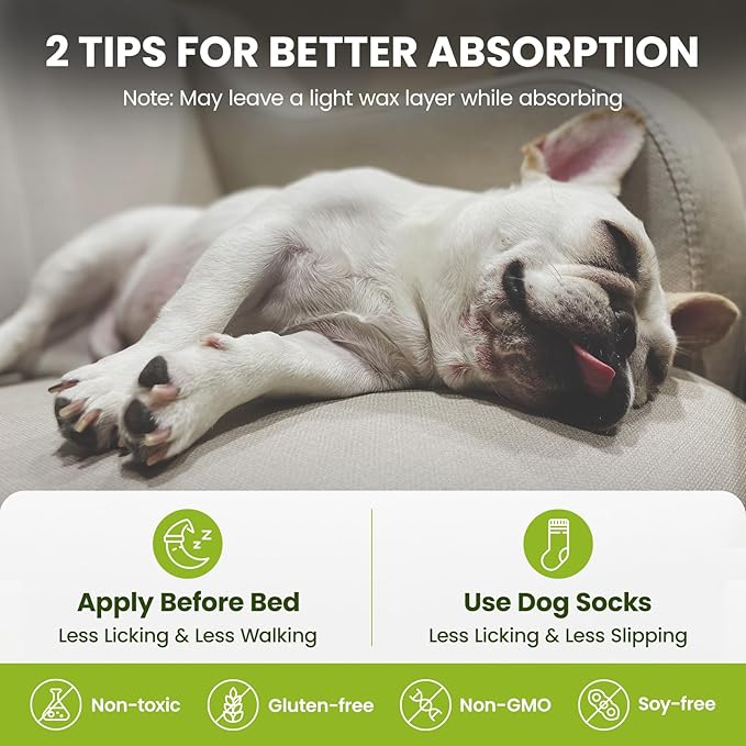 Lick-Safe Dog Paw & Nose Balm with Coconut Oil | Winter Road Salt & Cold Pavement Protector | All-Natural Moisturizer & Soother for Dry, Cracked Pads & Snout, Nose Butter for Bulldogs (60 g /2.1 oz)