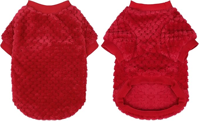 Fuzzy Pineapple Grid Dog Sweater - Ultra Soft & Warm Winter Pet Apparel, Fluffy Textured Knit for Small, Medium Dogs and Cats, Cozy Pullover Dog Coat for Cold Weather.Red XL