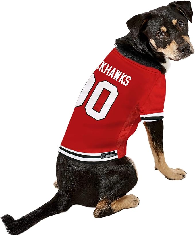 Pets First NHL Chicago Blackhawks Jersey for Dogs & Cats, X-Small. - Let Your Pet Be A Real NHL Fan!