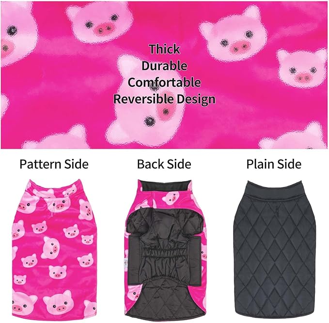 CuteBone Winter Coat Waterproof Windproof Jacket Reversible Vest Thick Adjustable Cold Weather Coats for Small Medium Large Dogs Soft with Leash Hole