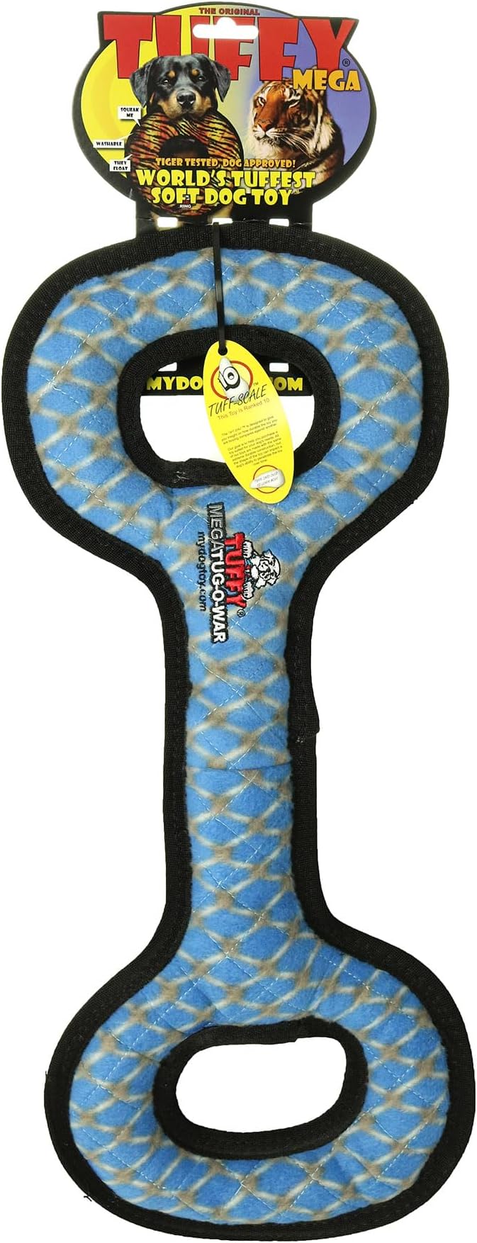 TUFFY - World's Tuffest Soft Dog Toy - MEGA -Multiple Layers. Made Durable, Strong & Tough. Interactive Play (Tug, Toss & Fetch). Machine Washable & Floats (Tug Oval Chain Link, Large 2 Pack)