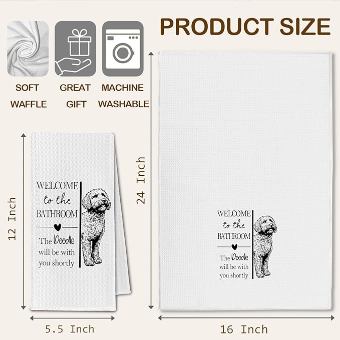 Goldendoodle Gifts Bathroom Towels, Doodle Dog Owner Lovers Gifts for Women, Funny Dog Decorative Hand Towel for Bathroom Washroom Toilet, 16x24 Inch