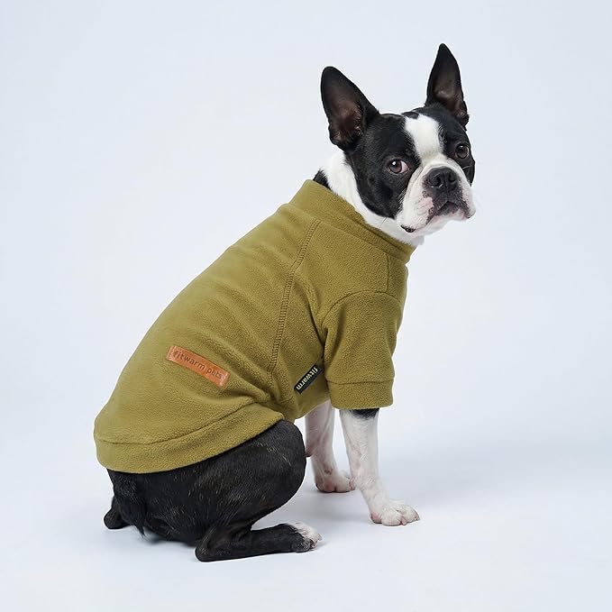Fitwarm 3 Pack Classic Fleece Dog Sweater, Winter Clothes for Small Dogs Boy Girl, Turtleneck Dog Sweatshirt, Pet Pullover Jumper, Cat Apparel, Black, Olive Green, Cream, Medium