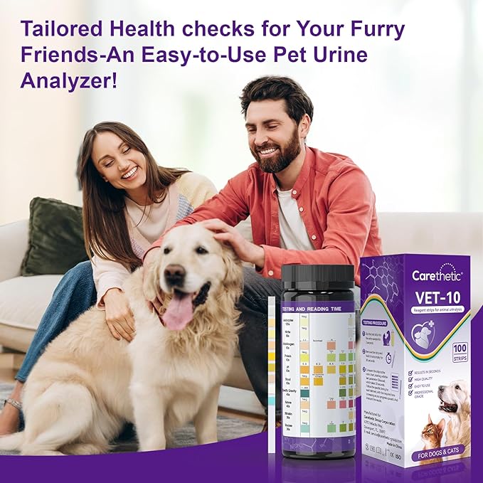 Pet Urine Test Strips – 10 Parameter Cat & Dog Urine Test Kit, At-Home UTI Test for Cats & Dogs, Easy to Use, Fast Results