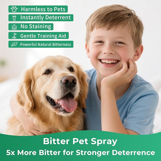 No Chew Spray for Dogs and Cats, Bitter Anti-Chew Dog Deterrent & Training Aid to Stop Chewing, Licking, Marking & Protects Furniture,Indoor & Outdoor Use –5.92 fl oz