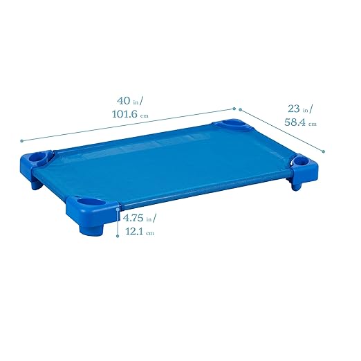 ECR4Kids Stackable Kiddie Cot, Assembled, Toddler Size, Classroom Furniture, Blue, 5-Pack