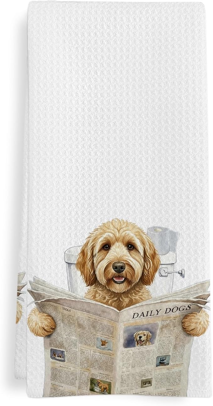 Funny Goldendoodle Dog Gifts Bathroom Hand Towel,Goldendoodle Dogs in Toilet Hand Towel for Bathroom Kitchen Washroom Decor, Golden Doodle Dog Lover Gifts Dish Tea Towels, 16x24 Inch