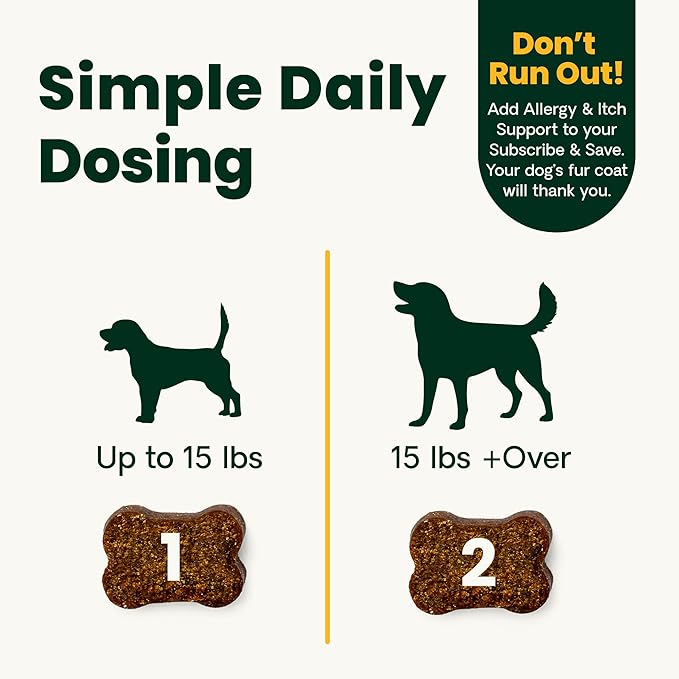VetriScience Allergy & Itch Support Chews, Skin Supplement for Dogs, Itching, Scratching, and Licking, Support Immune Health, Duck, 75 Count