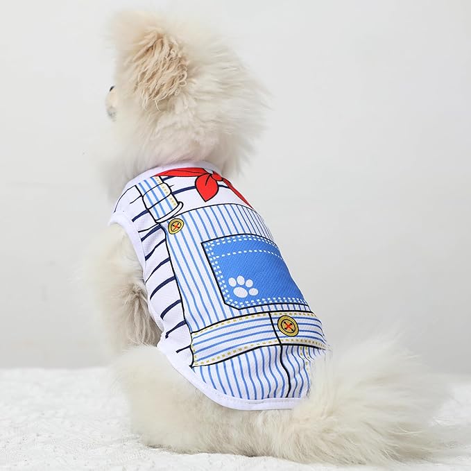 Puppy Clothes Summer Dog Shirts: Mesh Dog Clothes for Small Dogs Girl Boy with Cute Patterns, Pet T-Shirts for Chihuahua Yorkie Poodle, Blue Set of 4, XS