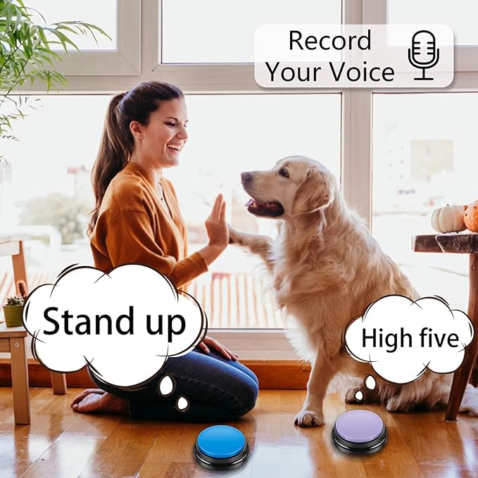 4Pcs Dog Buttons for Communication Voice, Recording Button Dogs for Words Talking and Answer, 30 Seconds Buttons Personalized Sound Answering Buzzer Best Toys fit Dog Tranning(4pcs-Yellow)