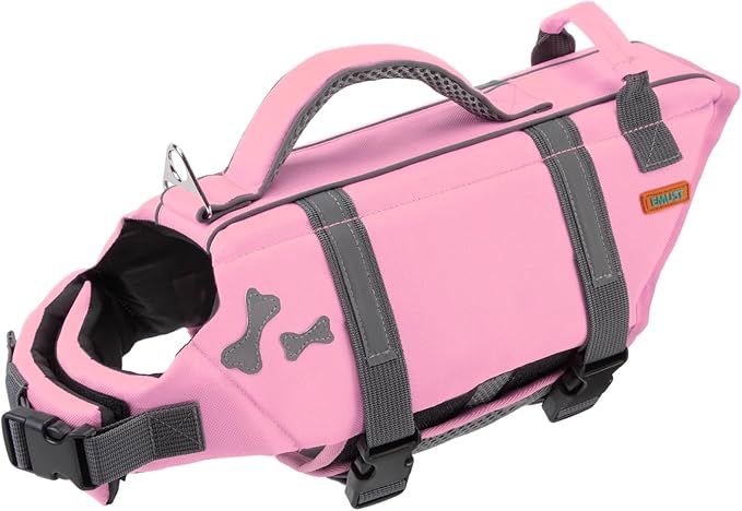 EMUST Pet Life Jackets, Dog Life Vests for Swimming, Beach Boating with Superior Buoyancy, Dog Flotation Vest for Small Dogs, SakuraPink, S