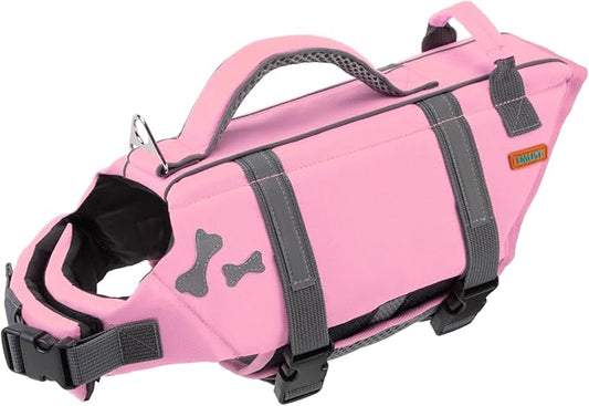 EMUST Pet Life Jackets, Dog Life Vests for Swimming, Beach Boating with Superior Buoyancy, Dog Flotation Vest for Small Dogs, SakuraPink, S
