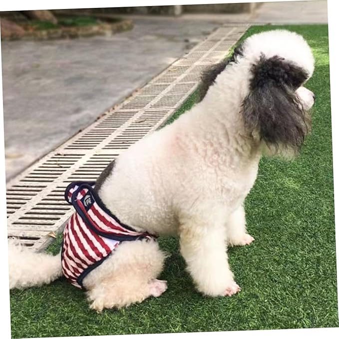 SUPVOX 2pcs Ultra-Absorbent Female Dog Diapers Physiological Pants for Dogs Heat Washable Pet Underwear Stripes Leak Design