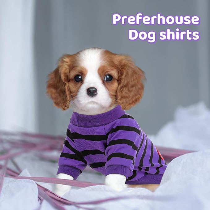 Dog Shirts for Large Dogs, Striped T-Shirts Dog Vest Pet Apparel Tee Shirts Spring Summer Suitable for Small and Medium Large Pets French Bulldog Bichon, Violet XL