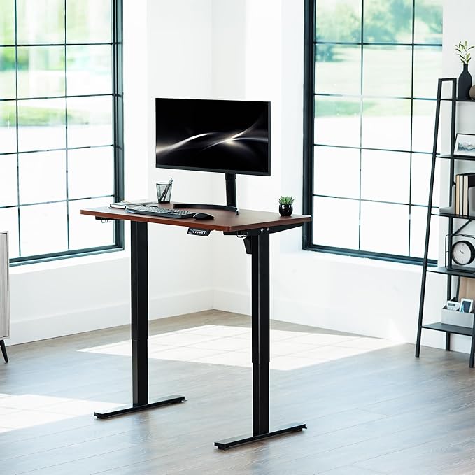 VIVO Dark Walnut 43 x 24 inch Universal Solid One-Piece Table Top for Standard and Sit to Stand Height Adjustable Home and Office Desk Frames, DESK-TOP43D