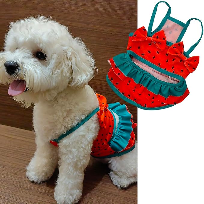 Funny Dog Swimwear Bikini Summer Dog Clothes Beach Swimsuit Puppy Bathing Suit Puppy Vest Cooling Pet Shirt for Small Dogs, Cat Apparel (Watermelon, X-Small)