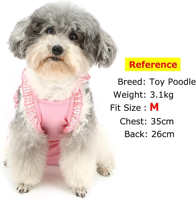 Zunea Washable Female Small Dog Diapers for XS/S Size Dogs Adjustable Suspender Reusable Puppy Sanitary Diaper Pantie Cute Plaid Nappies Skirt for Doggy Chihuahua Yorkie in Heat Babypink S