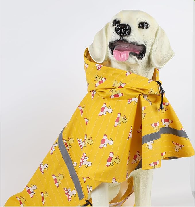 HAPEE Dog Raincoats with Reflective Strip Hoodie,Poncho Jacket for Large Dogs fit Golden Retriever Doodle (E5-Yellow River, 20B (30-55 lbs))