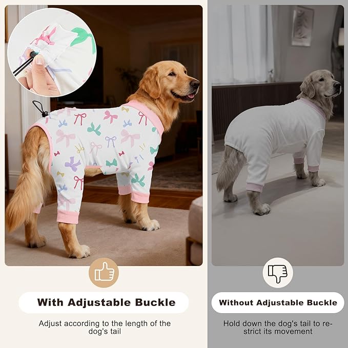 Bienbee Dog Pajamas, 4 Pack Dog Recovery Suit Shedding Suit Cute Soft Puppy Clothes Dogs Pjs Onesies Jammies Adjustable Breathable & Stretchy Clothes for Small Medium Large Dogs Girl Boy Puppy-XS