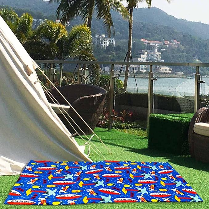 YIFONTIN Kids Beach Towel 100% Cotton Soft Absorbent Velour Throw Blanket 25.5X51 inches Gift for Bath Sports Swimming Pool Camping Picnic Holiday, Surfboard Puppy Coconut Pineapple Sunglasses.