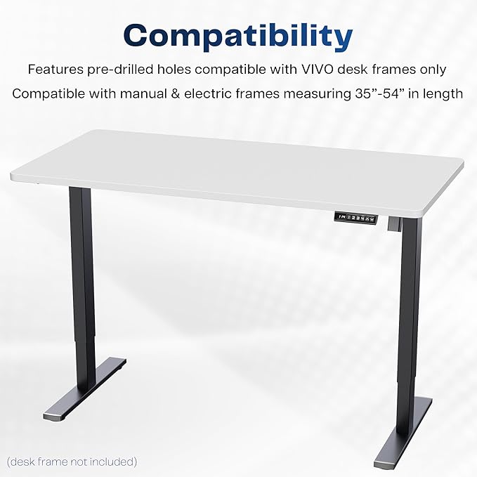 VIVO Universal 55 x 28 inch Solid One-Piece Table Top for Standard and Sit to Stand Height Adjustable Home and Office Desk Frames, White, DESK-TOP55-28W