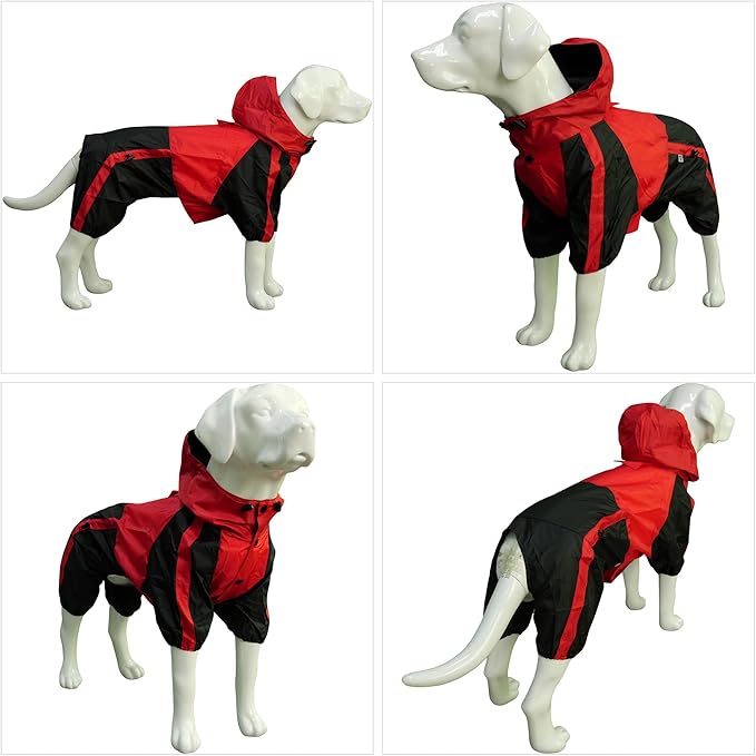 Lovelonglong Pet Rain Coat - Waterproof Nylon Raincoat With Adorable Hoodie for Small Dog Breeds, Male or Female (XS, Red)